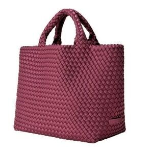 Naghedi St Barths Medium Tote Bag Woven Berry Purple Neoprene W Dust Bag